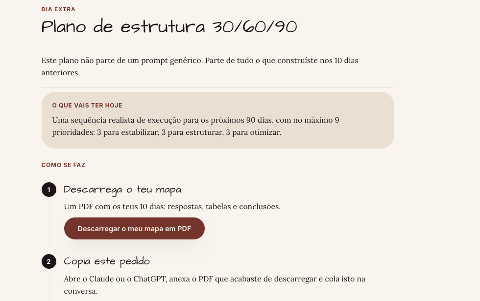 Dia Extra: plano de estrutura 30/60/90 dias